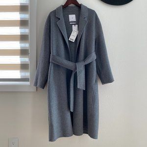 NWT Mango Wool Blend Belted Coat, Color Grey